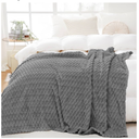 Puncuntex Grey Throw Blanket 108"×90" inches Fuzzy 3D Jacquard Decorative Flannel Fleece Super Soft Plush Cozy Blanket for Couch Sofa Chair Lightweight