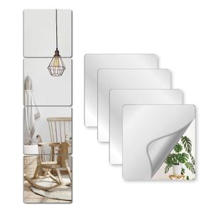 NKJVE Unbreakable Mirror Tiles Self Adhesive,8 Pcs 14”x 14” Toddler Mirror for Classroom Decor,Peel and Stick On Small Mirrors for Wall Decor,Shatterproof Plastic Mirrors Stickers for Kids Decorative