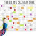 The Big A## Calendar Full-Year Wall Calendar – 2026 Dry-Erase – Includes 1 Marker & 100 Labels – Lightweight, Easy to Hang Yearly Calendar – Year at a Glance – Plan Big Goals & Adventures – Gray