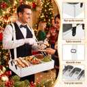 Wearable Usherette Serving Trays Set, 3 Stainless Steel Pan
