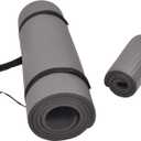 All Purpose 1/2-Inch Extra Thick High Density Anti-Tear Exercise Yoga Mat and Knee Pad with Carrying Strap, Multiple Colors (Gray)
