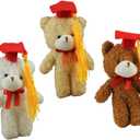 Cabilock 3 Pcs Graduation Bear Keychain with Caps and Bows Soft Plush Key Rings for Party Favors for Birthdays Holidays and Classroom Celebrations