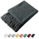 Homiest Decorative Knitted Throw Blanket with Fringe Soft & Cozy Tassel Blanket for Couch Sofa Bed (Grey, 50x60)