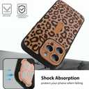 KANGHAR for iPhone 13 Pro Case Brown Leopard Print Pattern Cute Cheetah Wristband Stand Phone Cover for Women Girls Men Shockproof Slim Protective Cover for iPhone 13 Pro 6.1 Inch