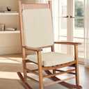 Rocking Chair Cushion Set with Machine Washable Cover Non-Slip Rocking Chair Cushions Indoor Seat and Back Pads with Ties 1 Pack, 2 Piece Set, 20"x 17"x 2" (Ivory)