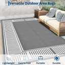 GAOMON Waterproof Outdoor Rug for Patios 9x12 Reversible Plastic Straw Area Rug, Indoor Outdoor Large RV Camping Carpet Mat for Picnic, Backyard, Deck, Balcony, Porch, Beach,Border-Grey