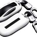 SANRILY Fit for Tesla Smart Key Cover ABS Plastic Key Protector Shell Fit for Tesla Model X Keyless Remote Key Case with Kwychain White