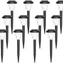 GIGALUMI 12 Pack Solar Lights Outdoor, Solar Pathway Lights with Great Pattern, Waterproof Auto On/Off Solar Powered Light for Outside Yard Garden Walkway Driveway Lawn Pathway (Cold White)