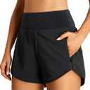BMJL Women's Athletic Shorts High Waisted Running Short Pocket 2.5" Sporty Shorts Gym Elastic Workout Shorts (Large)