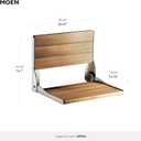 Moen Home Care Bathroom Safety Shower Chair for Elderly and Disabled, Stainless & Aluminum Foldable Teak Shower Bench, Handicap Accessories for Daily LIving, DN7110