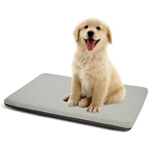 Panku Orthopedic Dog Beds for Median Dogs, Dog Pad for Crate with Durable Washable Waterproof Linen Removable Cover, Grey