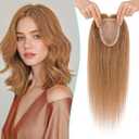 Benehair 100% Remy Human Hair Toppers for Women, 9 * 12CM Silk Base Hairpieces 150% Density for Thinning Hair Light Brown 14 Inch