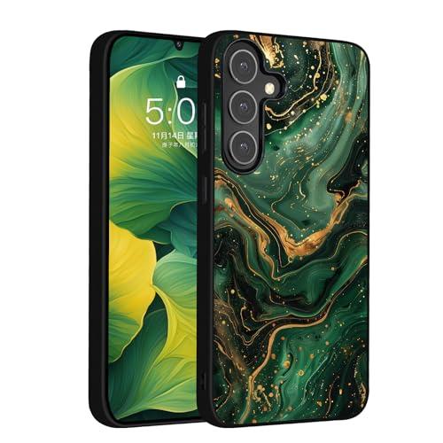 Samsung Galaxy S25 Plus Case,Slim Fit Glow in The Dark Luminous Hybrid Hard PC Soft TPU Bumper Shockproof Drop Protective Galaxy Plus S25 Case Green Gold Marble