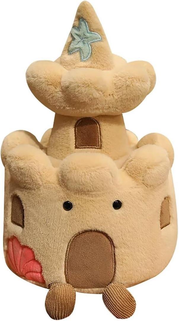 Sand Castle Plush Toy, 9.8 Inch Cute Stuffed Animal, Soft Plushie Toy for Kids, Funny Beach Themed Room Decor, Cute Birthday Gift for Boys Girls