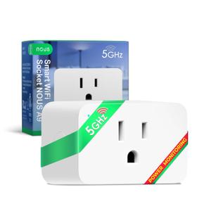 NOUS Wi-Fi Smart Plug 15A, Dual-Band 2.4GHz & 5GHz, Energy Monitoring, Compatible with Alexa, Google Home, Tuya Smart App, Remote Control, Timer, Compact Design, Smart Outlet, 1 Pack