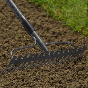 63'' Bow Rake Heavy Duty Garden Rake with Stainless Steel Handle, Tines Metal Head Rake Tool for Loosening Soil Gathering Leaf Leveling Lawn Farming Land Management Yarn Thatch Rake