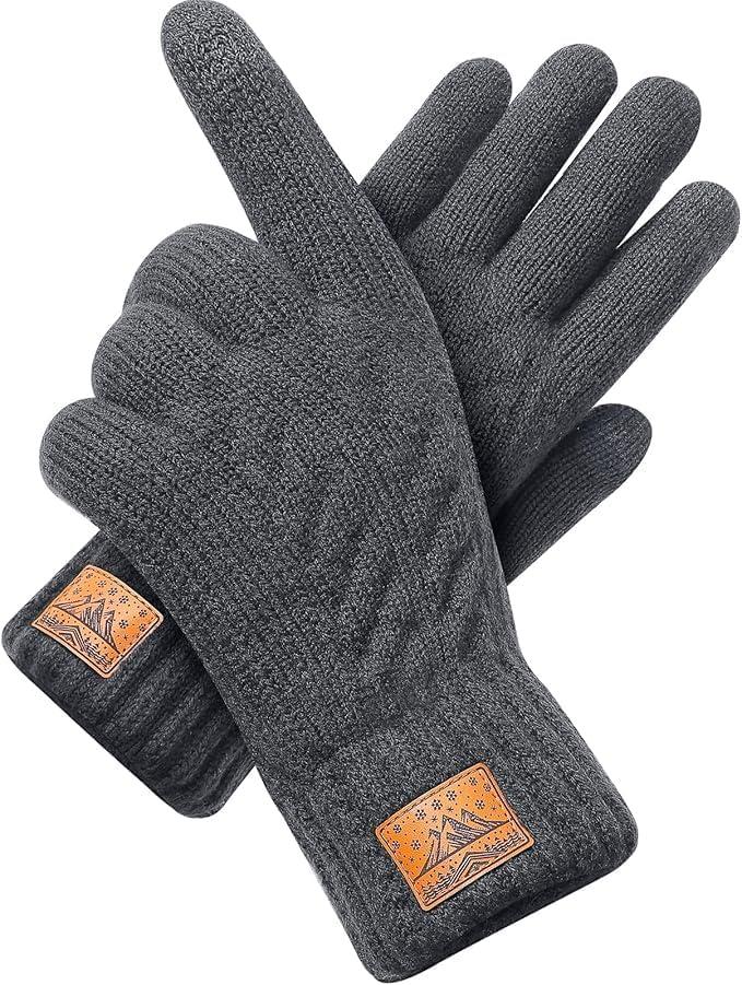 CHENMEI Winter Gloves for Men Women-Warm TouchScreen Cold Weather Gloves,Wool Knit Thermal Adults Gloves for Driving Texting (Darkgray)