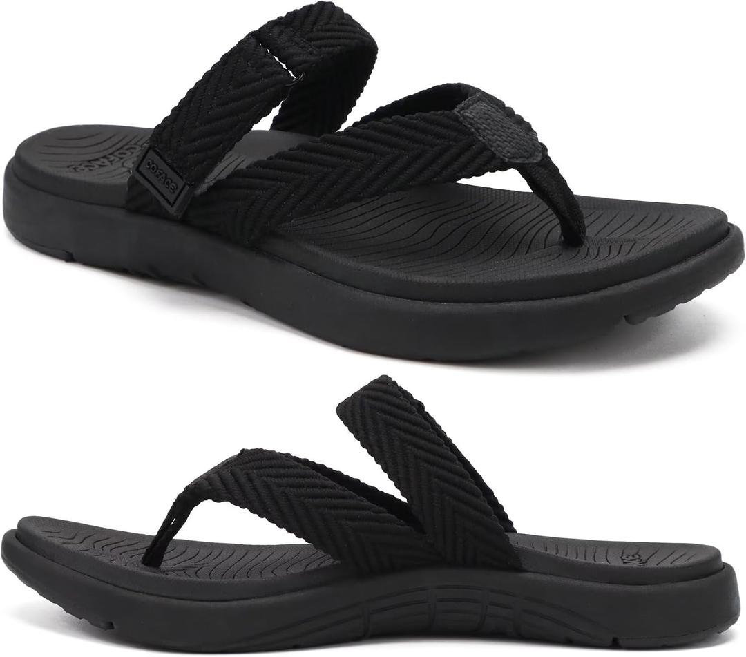 COFACE Womens Trendy Orthotic Flip Flops Lightweight Yoga Mat Thick Cushion Walking Thong Sandals Adjustable Slip On Slippers With Comfortable Plantar Fasciitis Arch Support, US 7