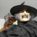Hourleey Animated Halloween Witch Decorations, Sound & Motion Activated Sitting Witch with Glowing Eyes and Sound, Animatronics Scary Witch Decor for Porch Yard Haunted House Indoor Outdoor Party