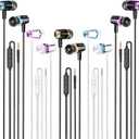 Rayleigh Wired Earbuds 5 Pack, Earbuds Headphones with Microphone, Earphones with Heavy Bass Stereo Noise Blocking, Compatible with iPhone, with iPad and Android Devices, MP3, Fits All 3.5mm Devices (Black Red+White Blu+Black Gold+White Red+Blk Blu)