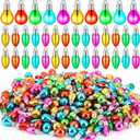 500 Pieces Christmas Bulbs Beads Bulk Decorative Plastic Mini Bulbs Bead Christmas Tree Bulbs Ornaments for DIY Crafts Bracelet Jewelry Making Christmas Tree Garland Decoration
