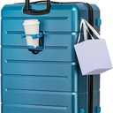 KYME Suitcases with Wheels Hardshell 30 Inch Luggage TSA Approved Large Checked Luggage Durable Travel Rolling Suitcase with Cup Holder for Women Men Light Blue