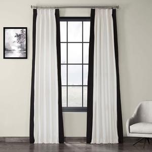 HPD Half Price Drapes Pleated Vertical Colorblock Curtains for Living Room 25 X 96 (1 Panel), PRCT-VC1716-96-FP, Fresh Popcorn and Black (Warm Off-white & Black)