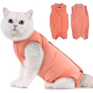 Avont Cat Recovery Suit - Kitten Onesie for Cats After Surgery, Cone of Shame Alternative Surgical Spay Suit for Female Cat, Post-Surgery or Skin Diseases Protection -Coral(L)
