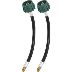 Flame King E12INPT-X2 2-Pack 12-inch Pigtail Hose Connectors for RV, Van Or Trailer Propane Tank 2-Stage Auto Changeover Regulators, Black/Green