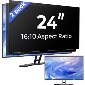 [2 Pack] 24 Inch Computer Privacy Screen Filter for Monitor 16:10 Aspect Ratio, Eye Protection Anti Blue Light Privacy Shield and Anti-Glare Protector, 24inch Removable Anti-Scratch 24in Protector Film