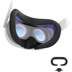 APEXINNO VR Silicone Face Pad Cover for Meta Quest 3  Sweat Guard, Light Blocker, Anti-Leakage Nose Pad, Comfortable Face Cushion, Only Face Cover (Not Compatible with Quest 3S) (Black+)