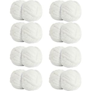 Chunky Yarn for Hand Knitting Soft Jumbo Bulky Fluffy Chenille Yarn for Crocheting Blanket Scarf DIY 8 Pack (White, 28yds, 8 Ounces Each)