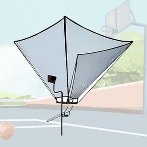 Basketball Hoop Outdoor Net Catcher Return System, 180 Rotatable Basketball Rebounder for Court Inside Training Camp, Shooting Practice Attachment Easy to Set Up (Black)
