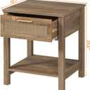 Rattan Nightstand Set of 2, Natural Style Night Stand with Drawer and Open Shelf, Perfect as a Side Table for Bedroom Small Spaces Office, Retro Brown
