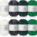 Timgle 8 Skein 1575yd Chunky Chenille Yarn for Crocheting, Fluffy Velvet Yarn Crochet, Soft Plush Chunky Stuff for Hand Knitting Blanket, 3.5oz(White, Gray, Dark Green, Green)