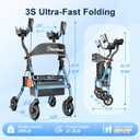 BlessReach Heavy Duty Upright Rollator Walker for Seniors with Seat, Blue