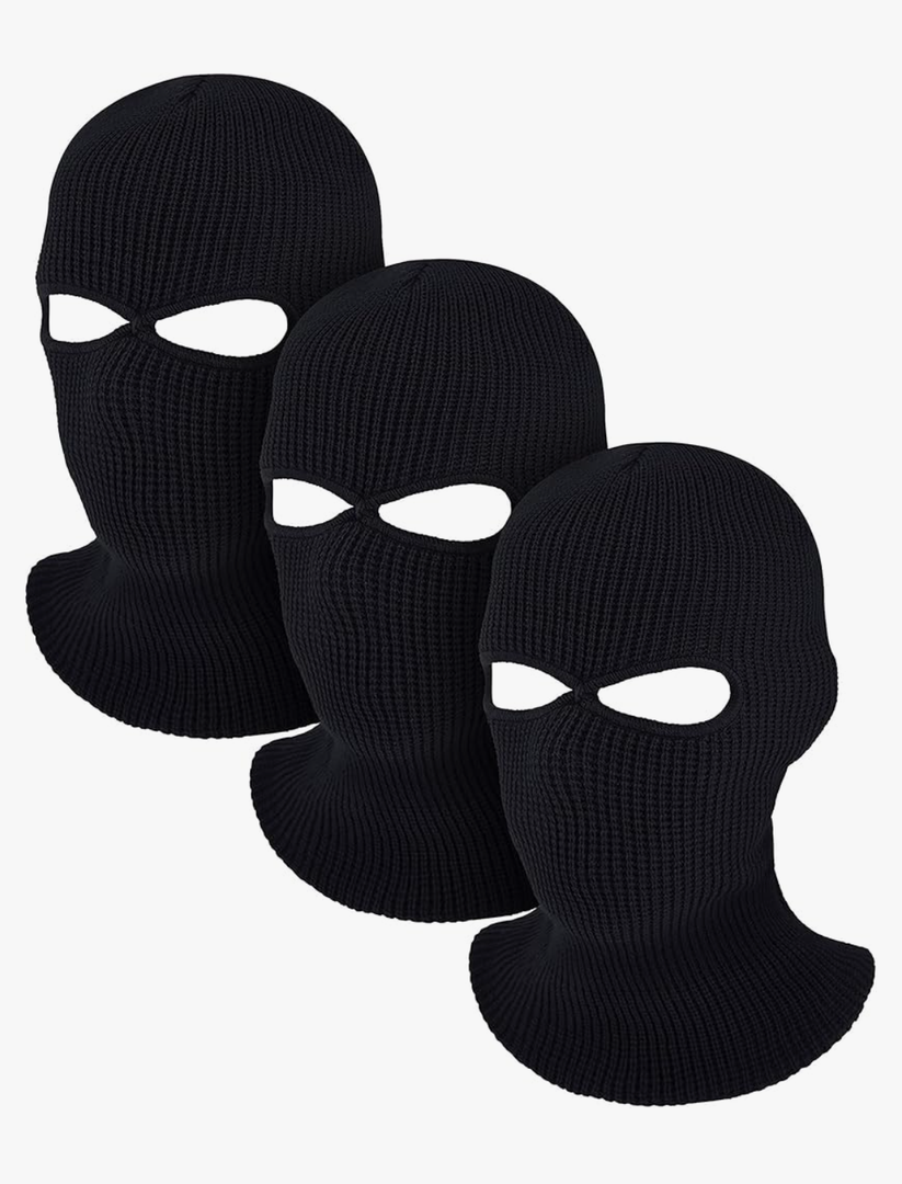 3 Pack 2 Hole Ski Masks Winter Knitted Ski Masks Balaclava Warm Full Face Windproof for Men Women Sports Outdoor Black