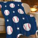 Sports Super Soft Warm Cozy Blue Baseball Softball Throw Blanket Plush Fleece Kids Blanket Gifts for Bed Decor Baseball Fans 40"X50
