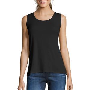 Hanes Women's Shirts, Womens Mini-Ribbed Cotton Tank Tops, Womens Sleeveless T-Shirts, Womens Tanks (Black)