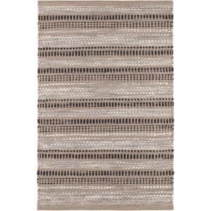 Dash and Albert Sooner Than Later Neutral Handwoven Indoor/Outdoor Rug, 5 X 8 Feet, Neutral/Grey Stripe Pattern