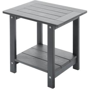 Meluvici Double Adirondack Outdoor Side Table Weather Resistant, Outdoor Rectangular Patio End Table for Adirondack Chair, Grey