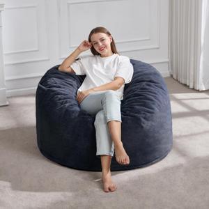 Hobestluk 3ft Bean Bag Chairs for Adults Large Beanbag Chair with Plush Faux Fur Cover Big Bean Bag Chair for Living Room Bedroom Dorm Office - Dark Grey (36 x 36 x 22)
