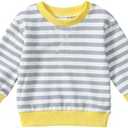 Toddler Girl Sweatshirt Long Sleeve Striped Pullover Top Fall Winter Outfits 1-5T (Green-orange)