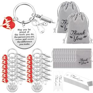 Henoyso 36 Pcs Nurse Appreciation Gifts Keychain Bulk Thank You Gifts for Women Nurses Day Medical Assistant Pharmacist(White)
