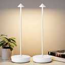 2Pack Rechargeable Cordless Table Lamp, Portable Powered LED Battery 6000mAh Metal USB Desk Lamp, 3 Levels Brightness Light for Restaurants Outdoor (2pack White)