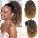 14Inch Curly Ponytail Extension, Kinky Curly Drawstring Ponytail For Black Women,100% Pure Protein Silk Curly Ponytail Extension Like Human Hair,Hair Drawstring Ponytail For Daily