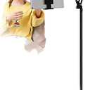 Tablet Floor Stand - Overhead Bed Phone Mount Arm Stretchable Stand Angle Height Adjustable Holder Universal Floor Stand Compatible with iPad mini Air Pro, Galaxy Tab, Kindle, Switch, iPhone, Black