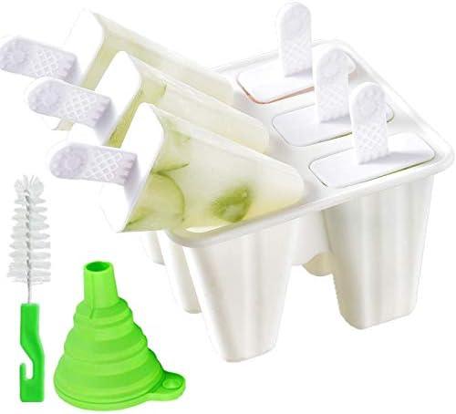 Pack of 2, Popsicle Molds 6 Pieces Silicone Ice Pop Molds Popsicle Models Reusable Easy Release Ice Pop Maker (White)