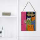 Funny Bathroom Cat Sign - Are You Pooping Wooden Wall Decor for Toilet Restroom, Humorous Cat Bathroom Wall Art, Funny Bathroom Decor Gift, 8x10 Inches - C02