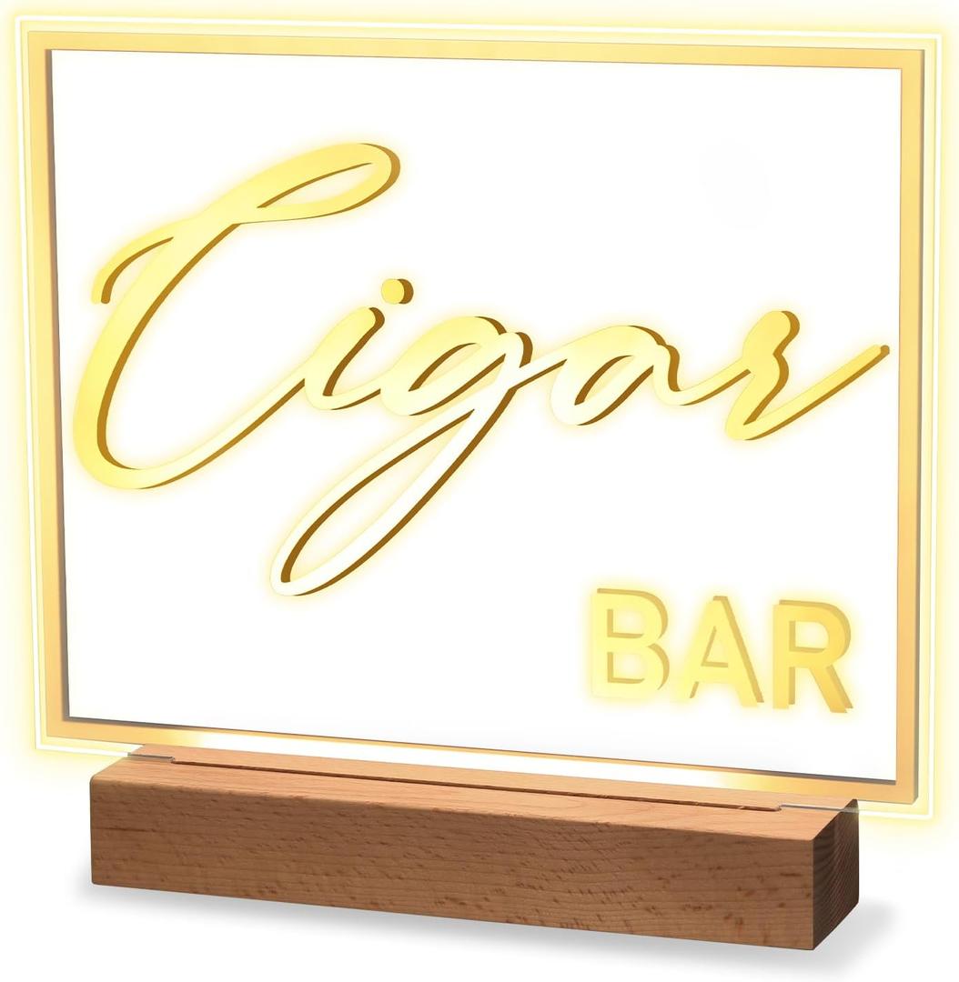 Hoolerry LED Acrylic Bar Table Sign 8" x 10" Neon Acrylic Table Centerpiece, Snack Candy Bar Centerpiece with Stand White Text for Dessert Flower Room Decor